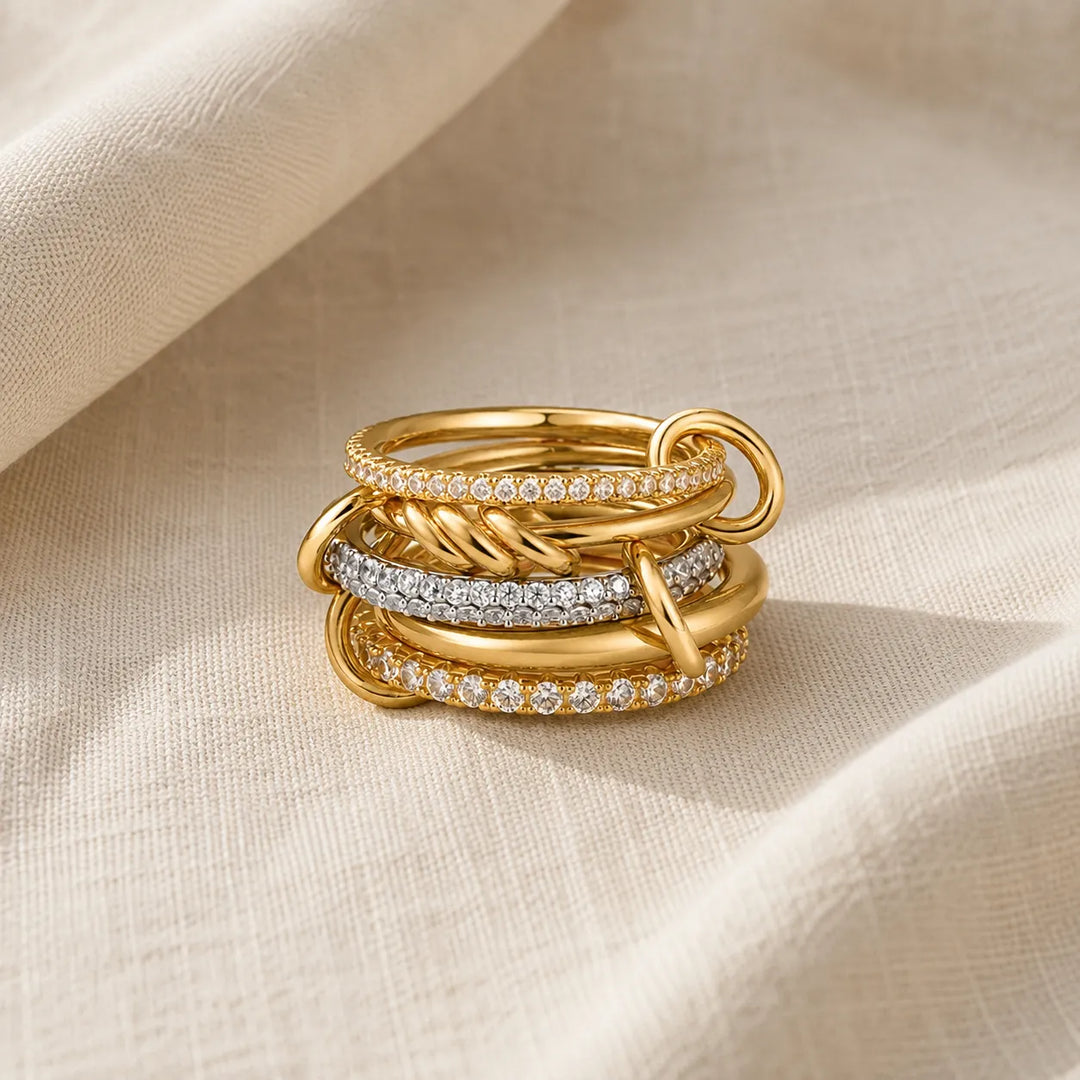 Elegant Stacked Crystals Statement Ring