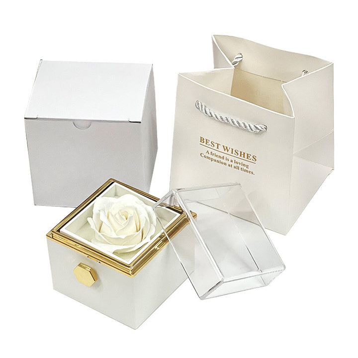 Red rotating rose jewelry gift box