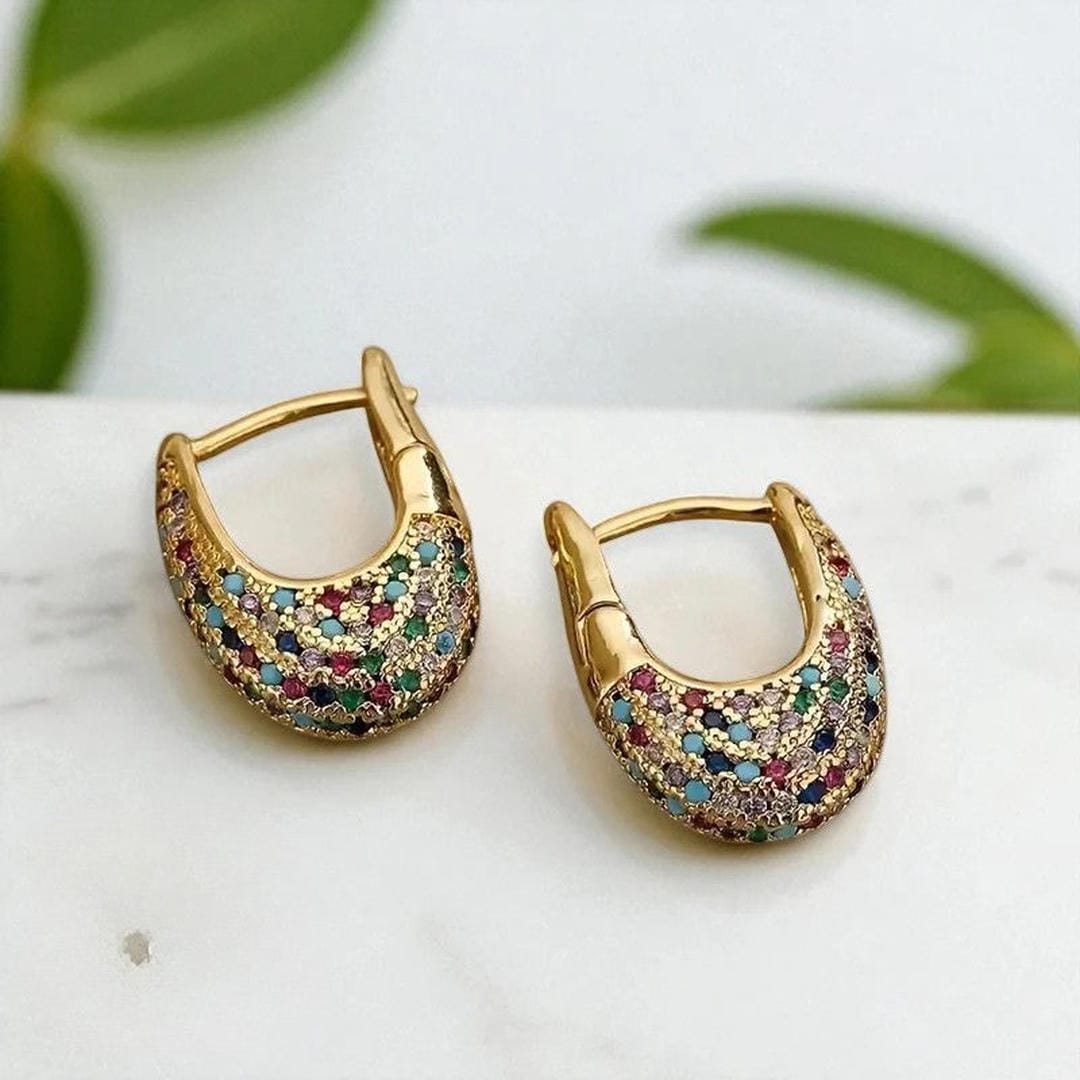 Chic colorful Crystal Inlay Earrings