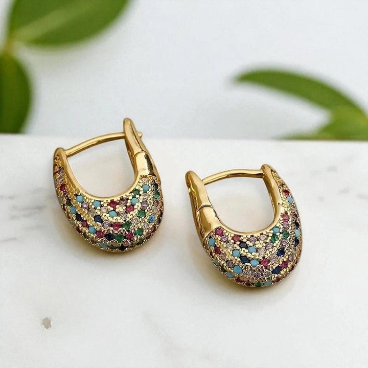 Chic colorful Crystal Inlay Earrings
