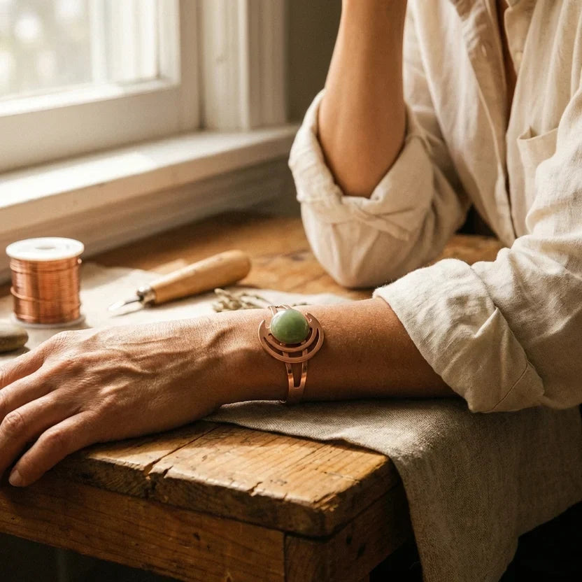 Eternal Emerald Sphere Copper Bracelet