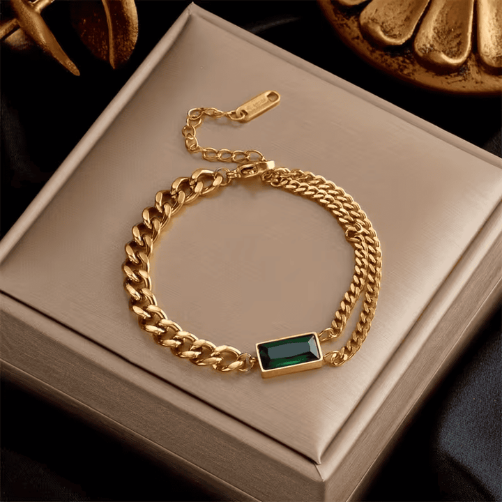 Emerald Bar Chain Bracelet
