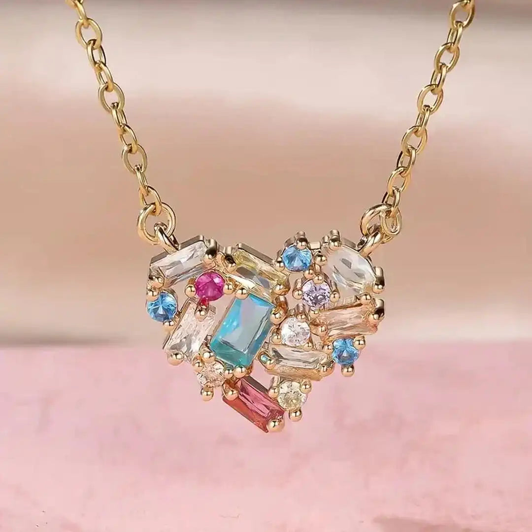 colorful Gleam Heart Necklace