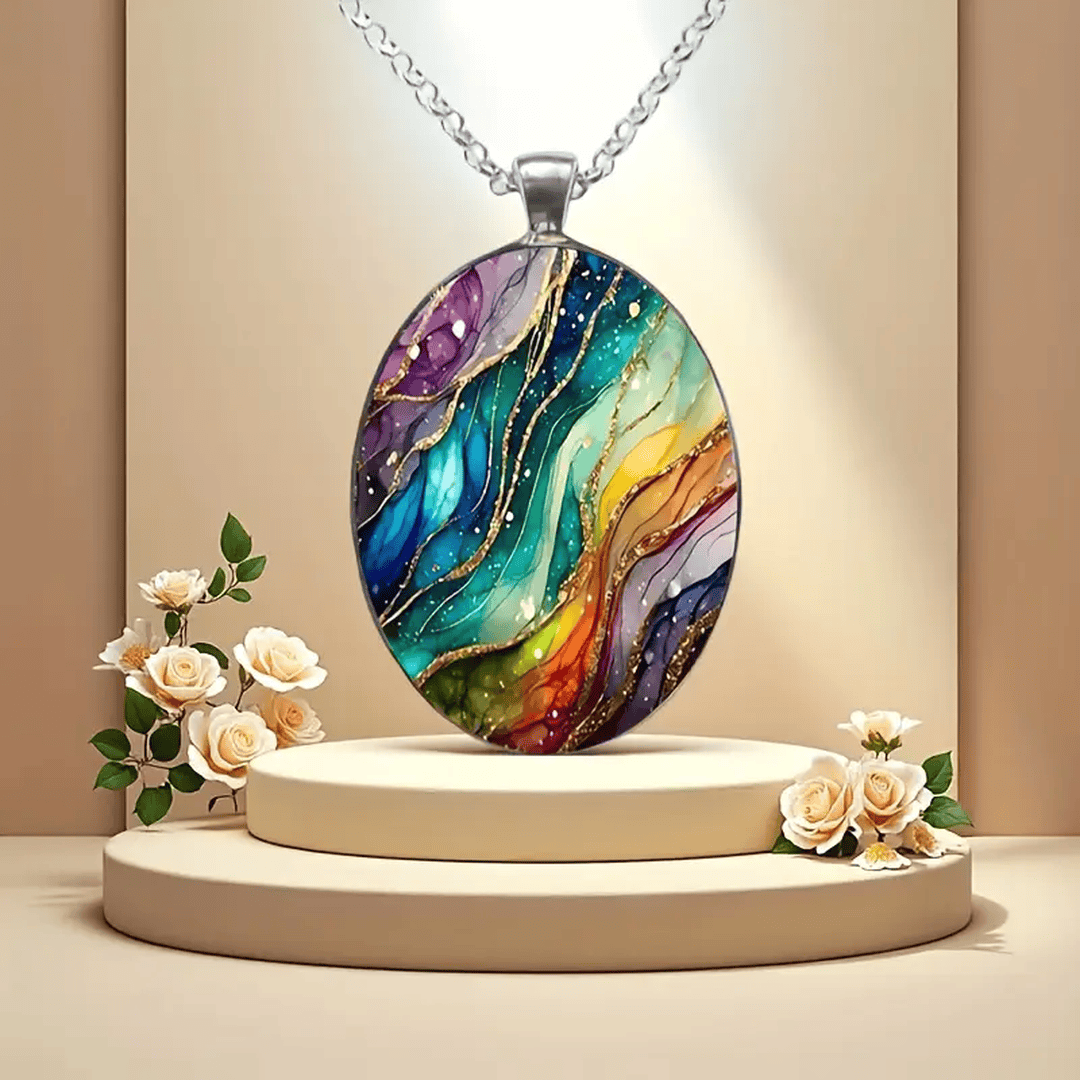 colorful Round Stone Necklace