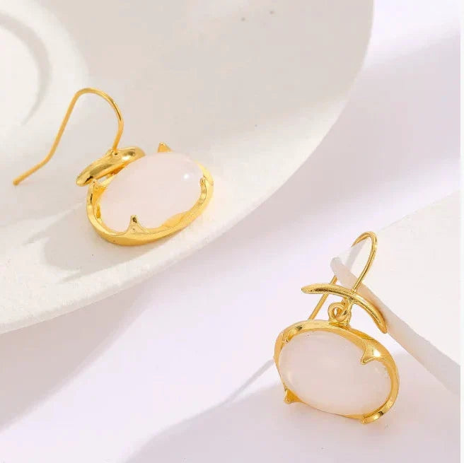 Elegant Oval Moonstone Earrings