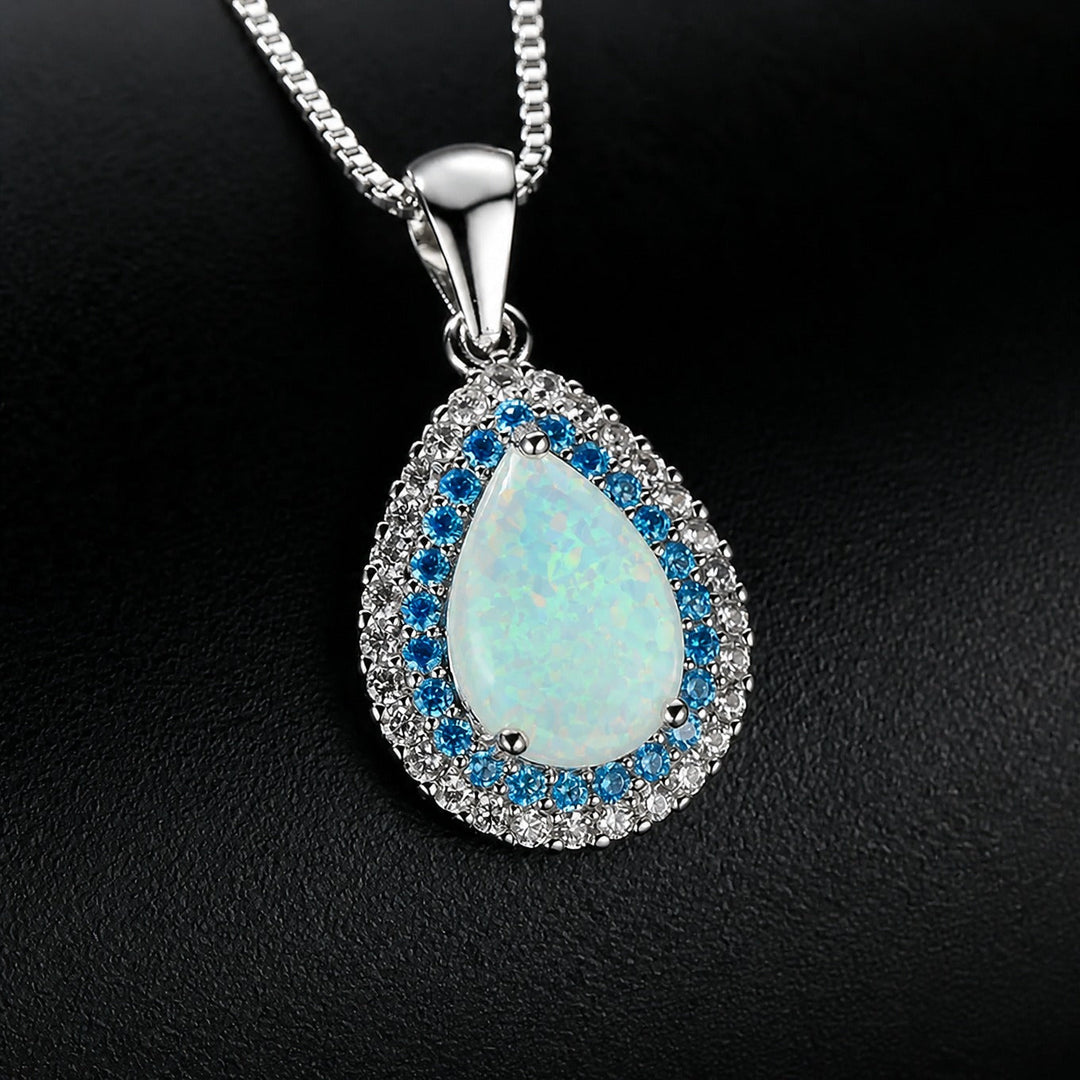 Crystal Blue Opal Necklace