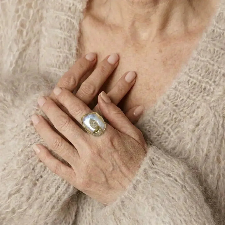 Pearl Luster Adjustable Ring